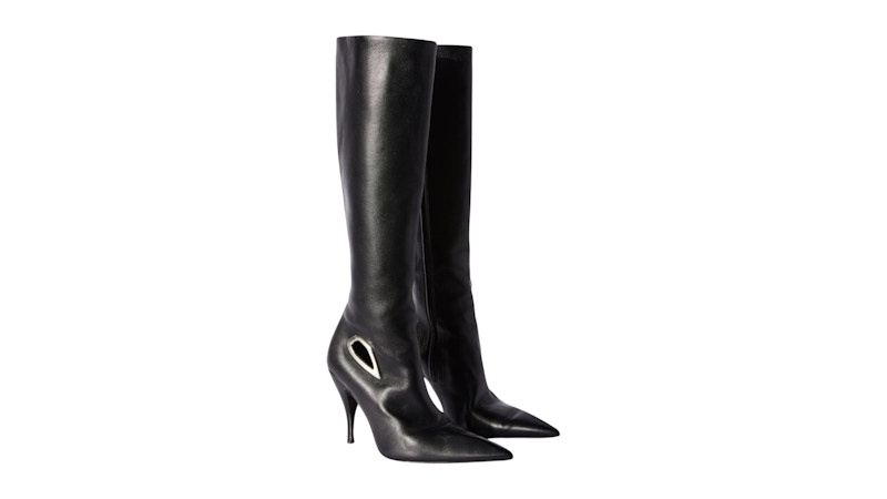 Pre-owned Off-white Offwhite Crescent Knee High Leather Boots Black (women's) Sneakers In Multi
