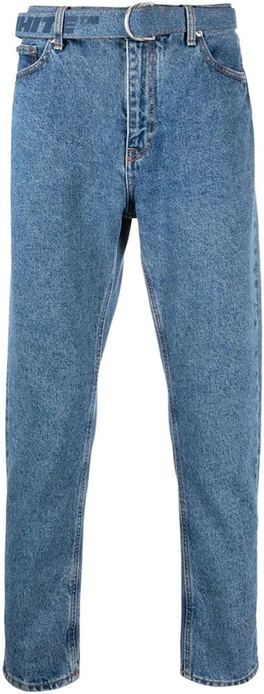 OFF-WHITE Cropped Belted Denim Jeans Stonewashed Blue Men's - SS23 - US