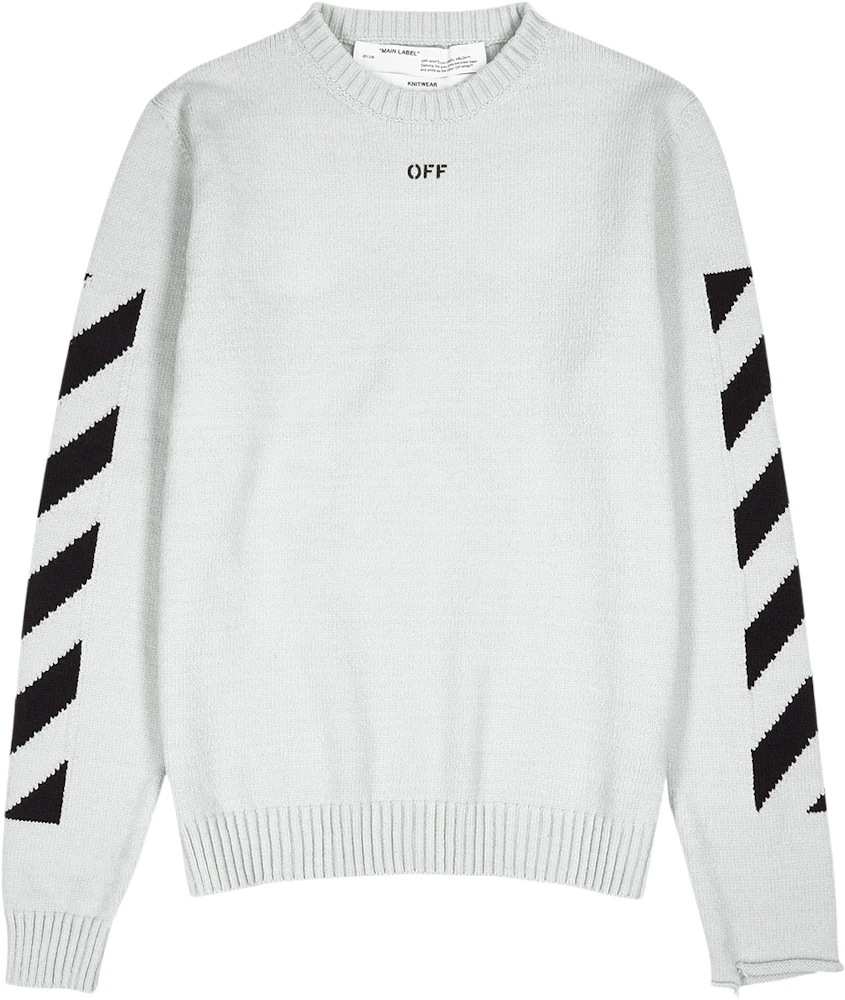 OFF-WHITE Diag Knit Sweater Light Grey/Black - Men's US