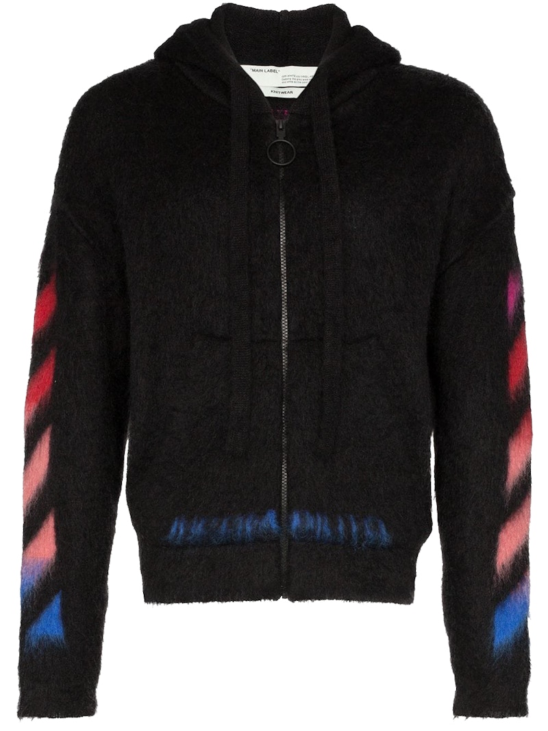 Black diag shop multicolor zipped hoodie