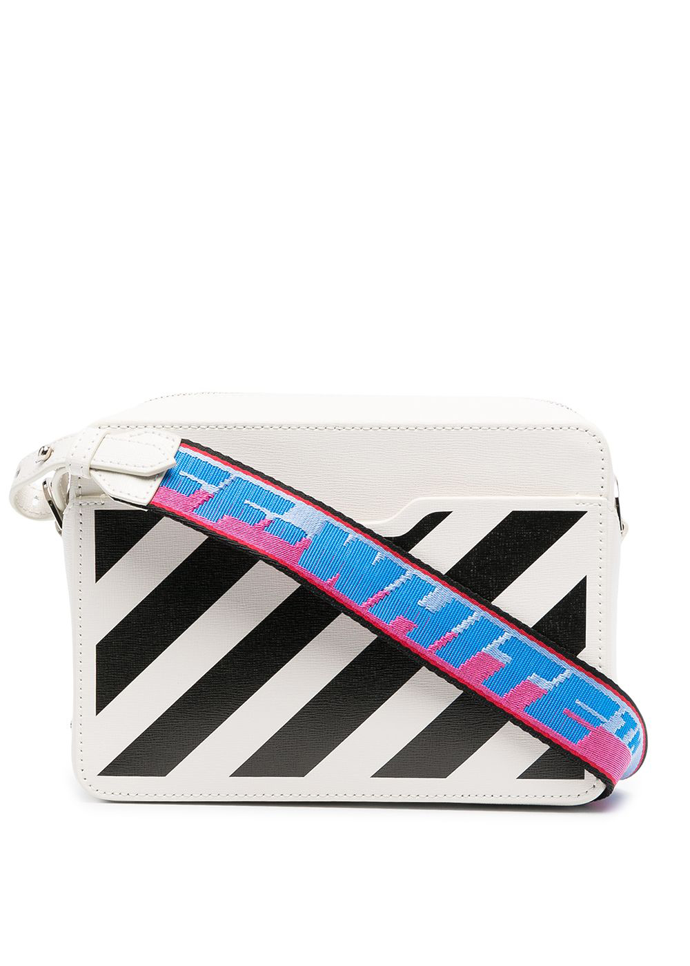 OFF-WHITE Diag Camera Bag Black/White with Red/Blue Strap in 