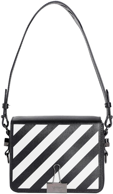 OFF-WHITE Diag Flap Bag Mini SS21 White/Black in Leather with