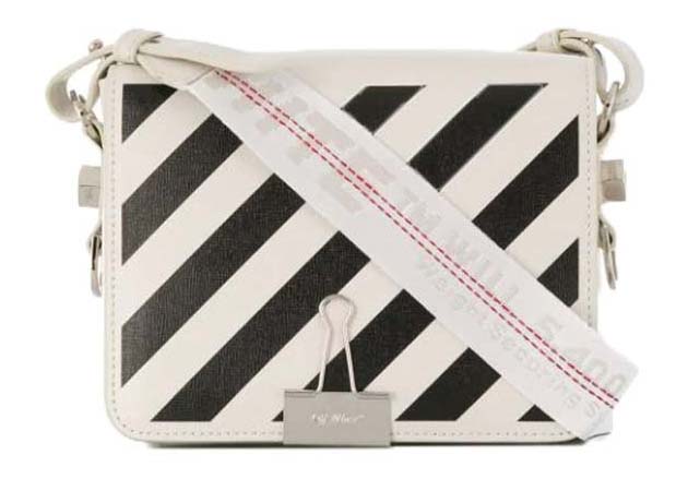 OFF-WHITE Diag Flap Bag Off White/Black in Leather - JP