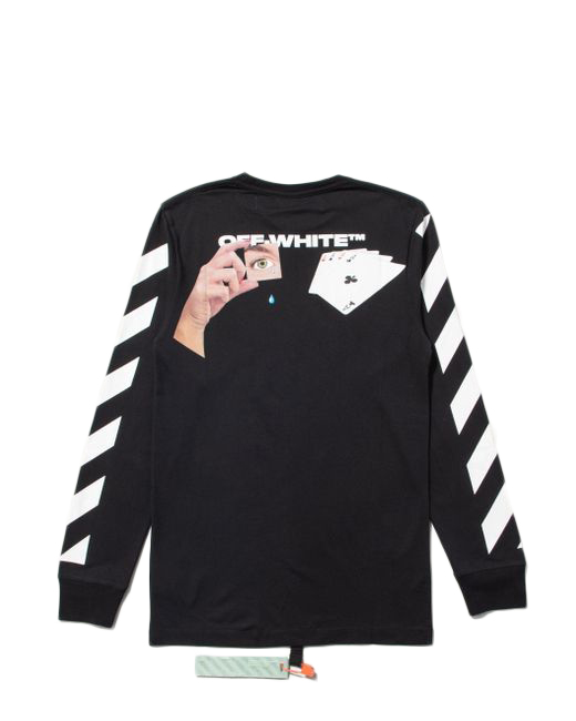 OFF-WHITE Diag Hand Card Long Sleeve T-Shirt Black/Multicolor