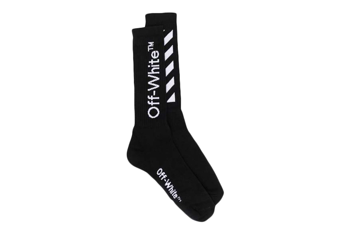 Pre-owned Off-white Diag Helvetica Long Socks Black/white