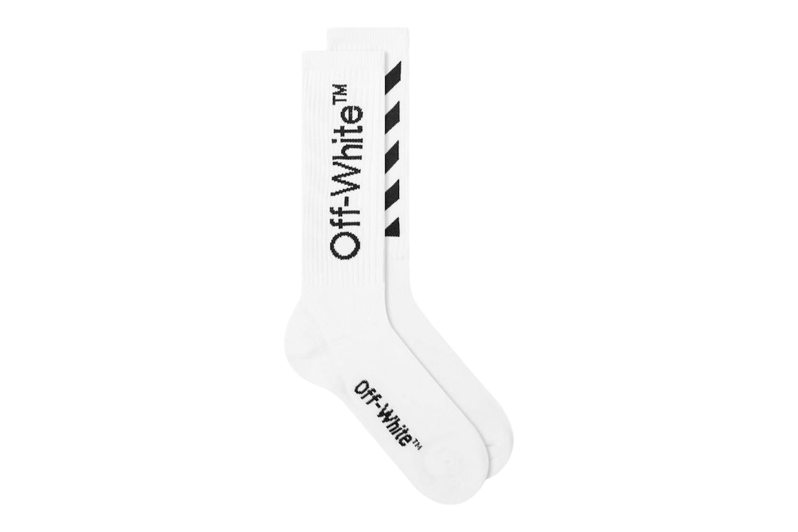 Pre-owned Off-white Diag Helvetica Long Socks White/black