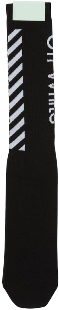 OFF-WHITE Diag Intarsia Stretch Socks Black/White -