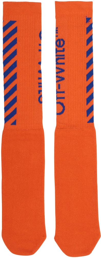 OFF-WHITE Diag Logo Intarsia Stretch Socks Orange/Blue FW19