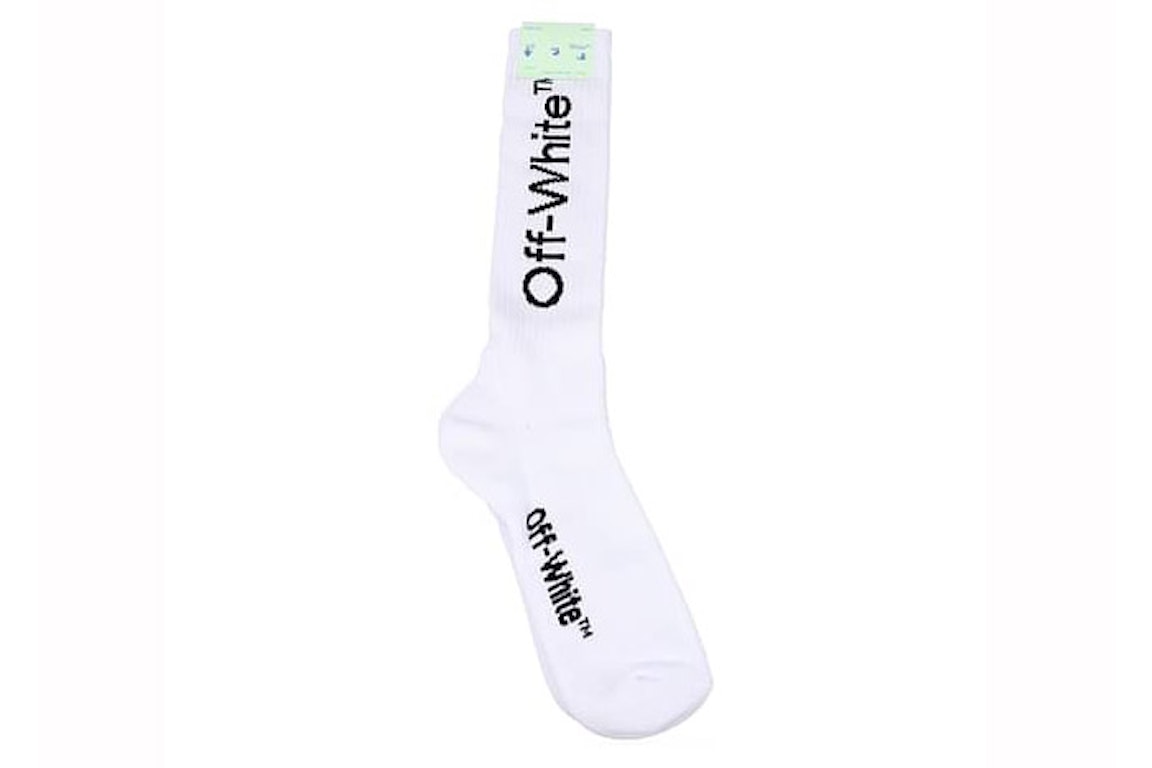 Pre-owned Off-white Diag Mid Length Socks White/black