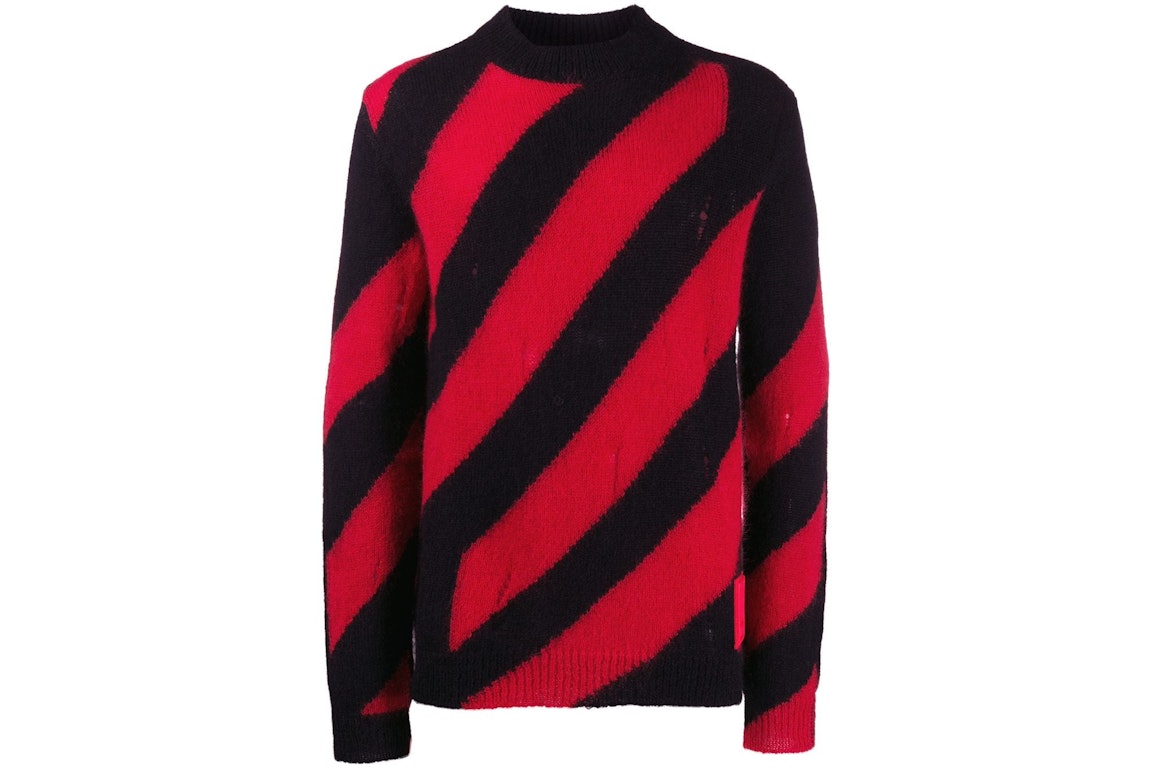 Pre-owned Off-white Diag Mohair Sweater Red/black
