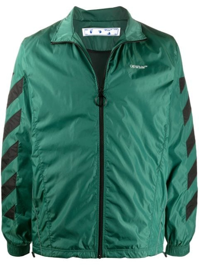 OFF-WHITE Diag Nylon Full Zip Jacket Dark Green/White Men's - FW20 - GB