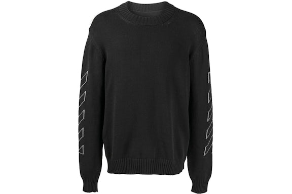 Suéter de cuello redondo de punto con diseño diagonal OFF-WHITE en color negro