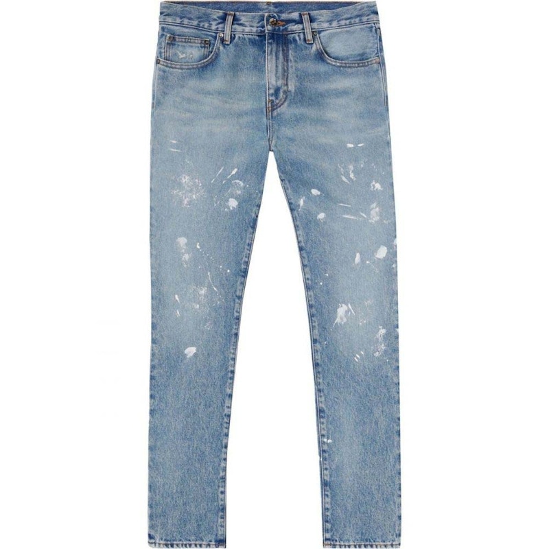 OFF-WHITE Diag Outline Paint Skinny Jeans Vintage Blue Men's US
