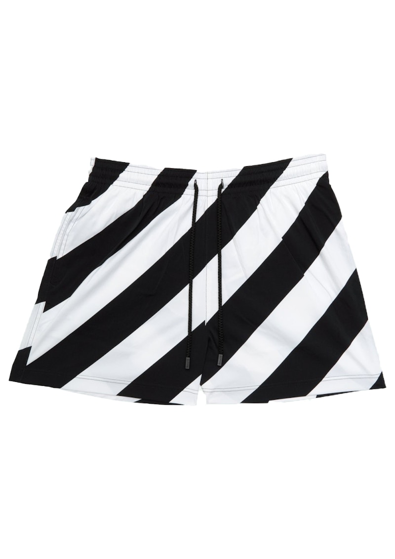 OFF-WHITE Diag Print Swim Shorts Black/White Men's - FW19 - US