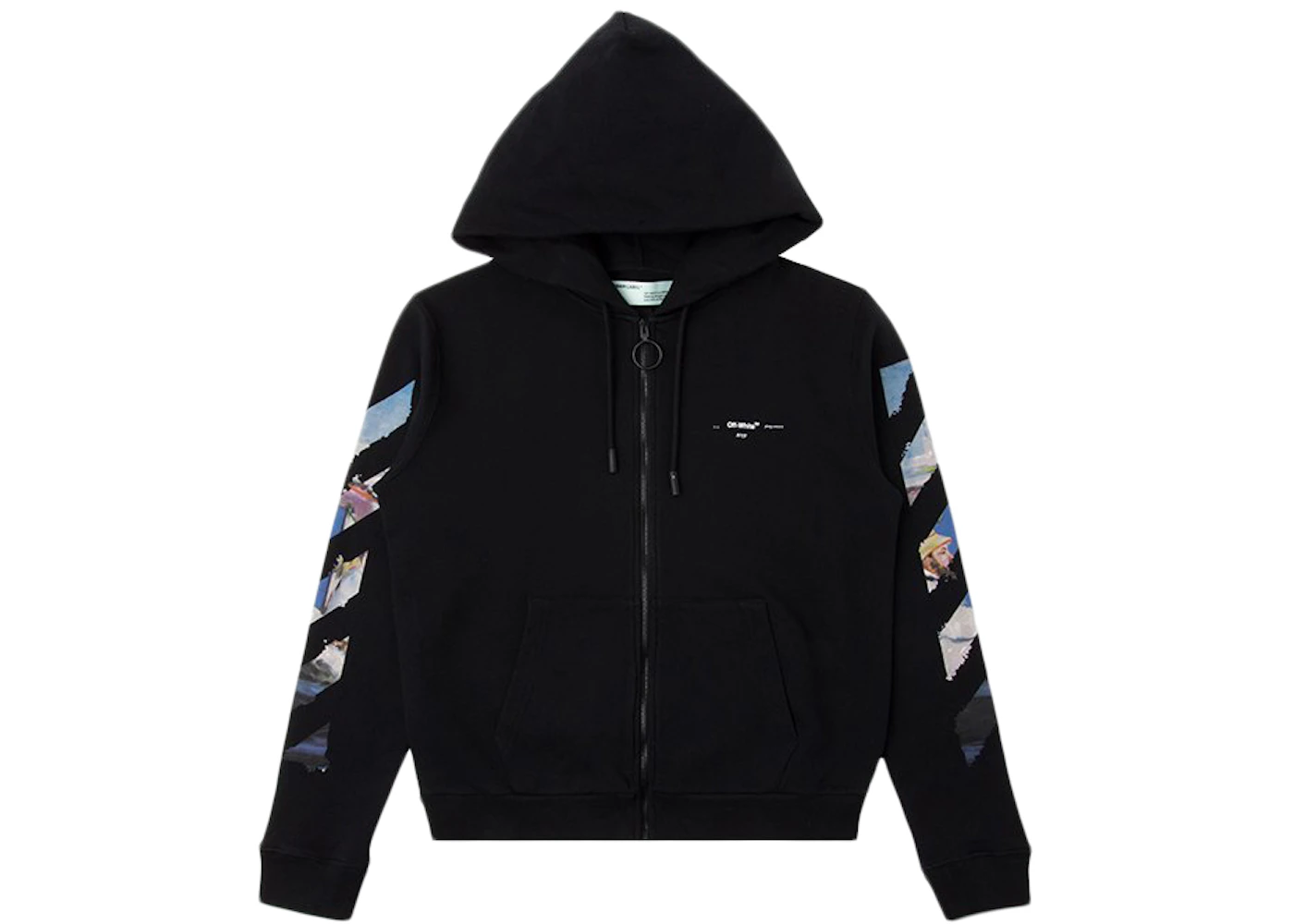 Off white black zip up hoodie Clearance