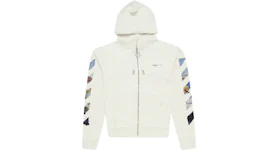 OFF-WHITE Diag Print Zip Up Hoodie White/Multicolor