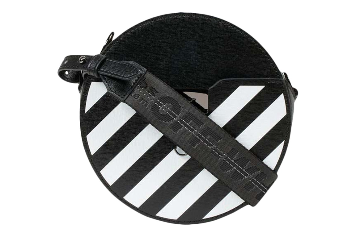 Pre-owned Off-white Diag Round Bag Black/white