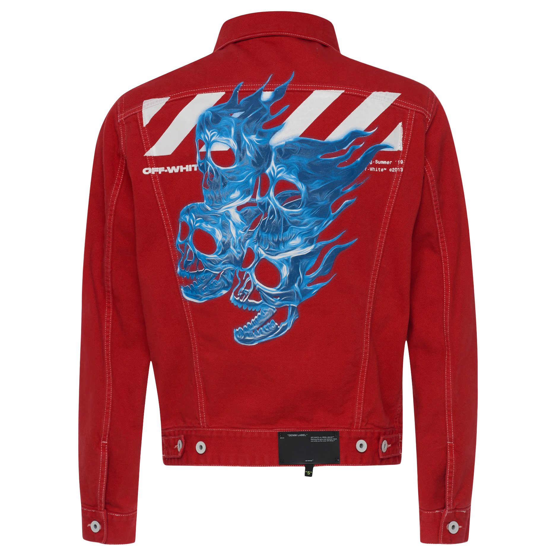 Red off white denim hot sale jacket