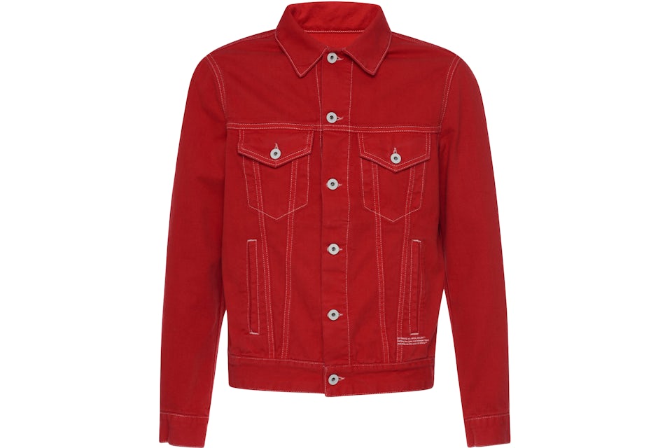 Red off white jean jacket Clearance