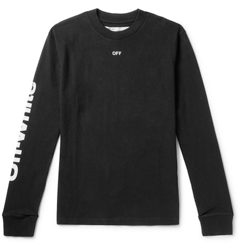 OFF-WHITE Diag Skulls Graphic Logo Print L/S T-Shirt Black/White/Blue