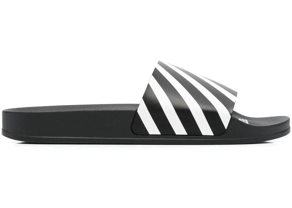 Off-White Diag-stripe leather slides - Black