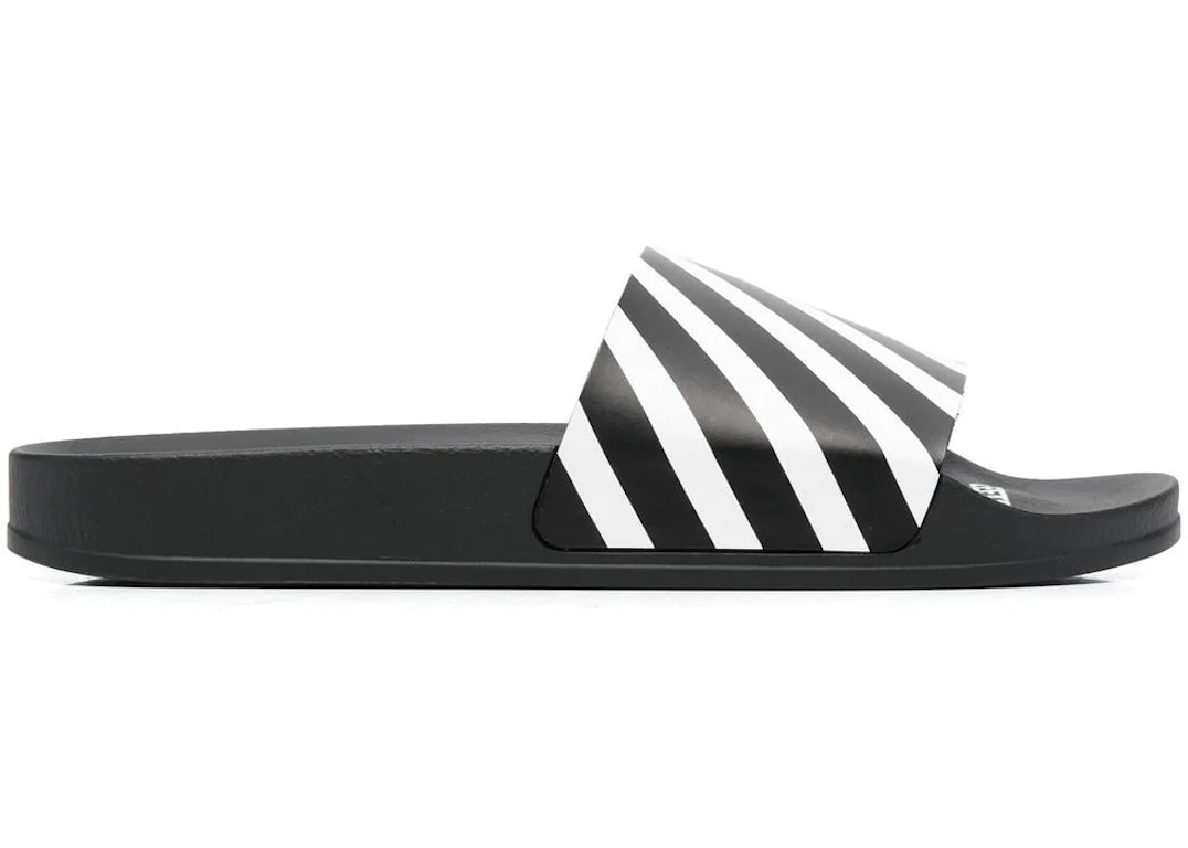 Pre-owned Off-white Diag Slider Black White In Black/white