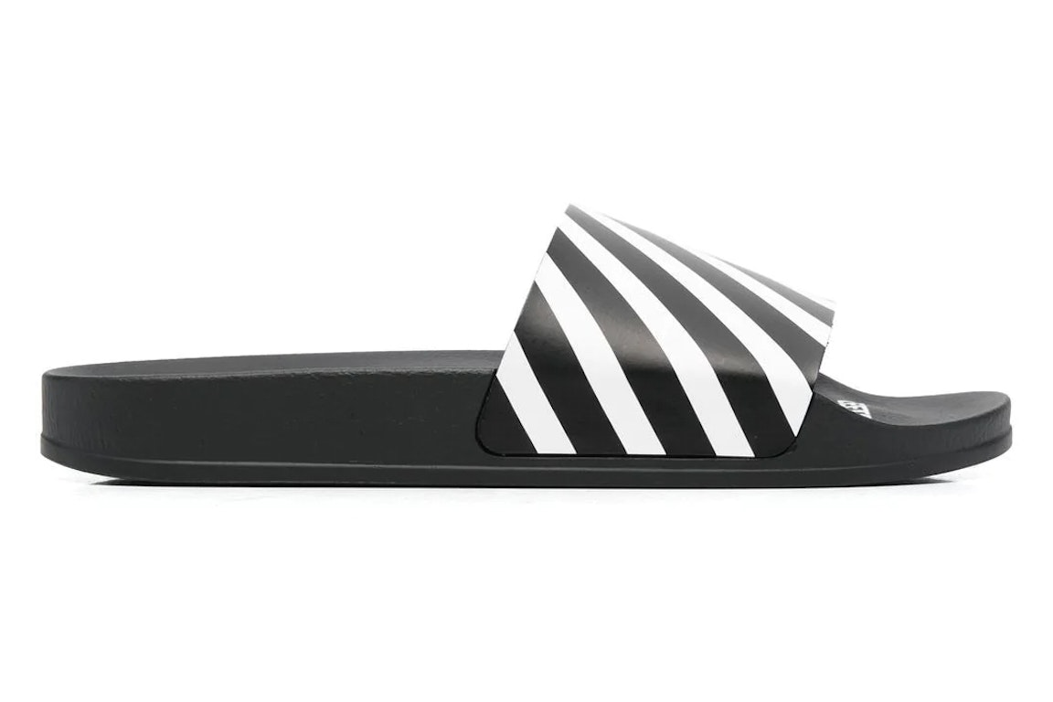 Pre-owned Off-white Diag Slider Black White In Black/white