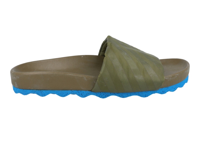 OFF-WHITE Diag Strip Ciabatte Verde Blu