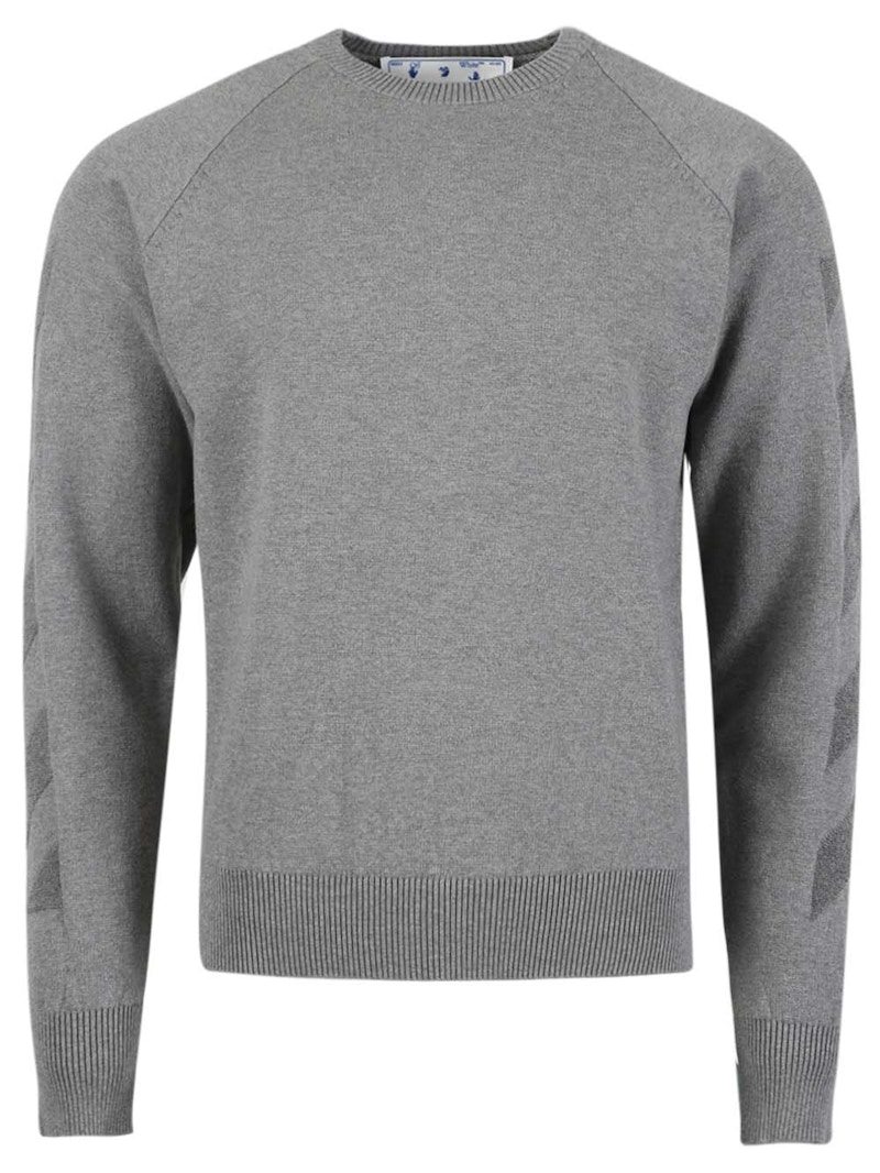 Pre-owned Off-white Men's Offwhite Diag Sweat It Knit Crewneck Sweatshirt In Grey