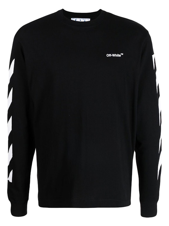 Pre-owned Off-white Diagonal Helvetica Long Sleeve T-shirt Black/white