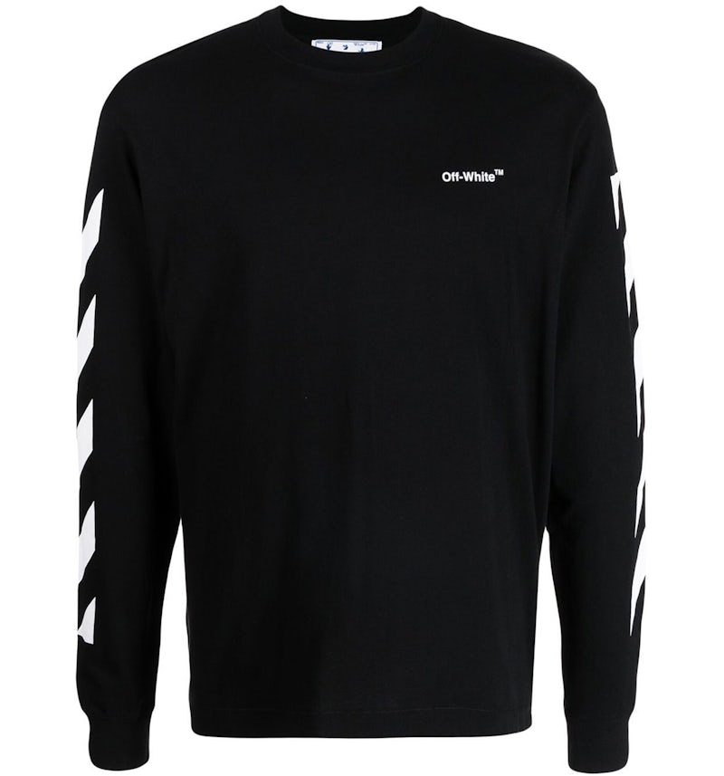 OFF-WHITE Diagonal Helvetica Long Sleeve T-Shirt Black/White Men's