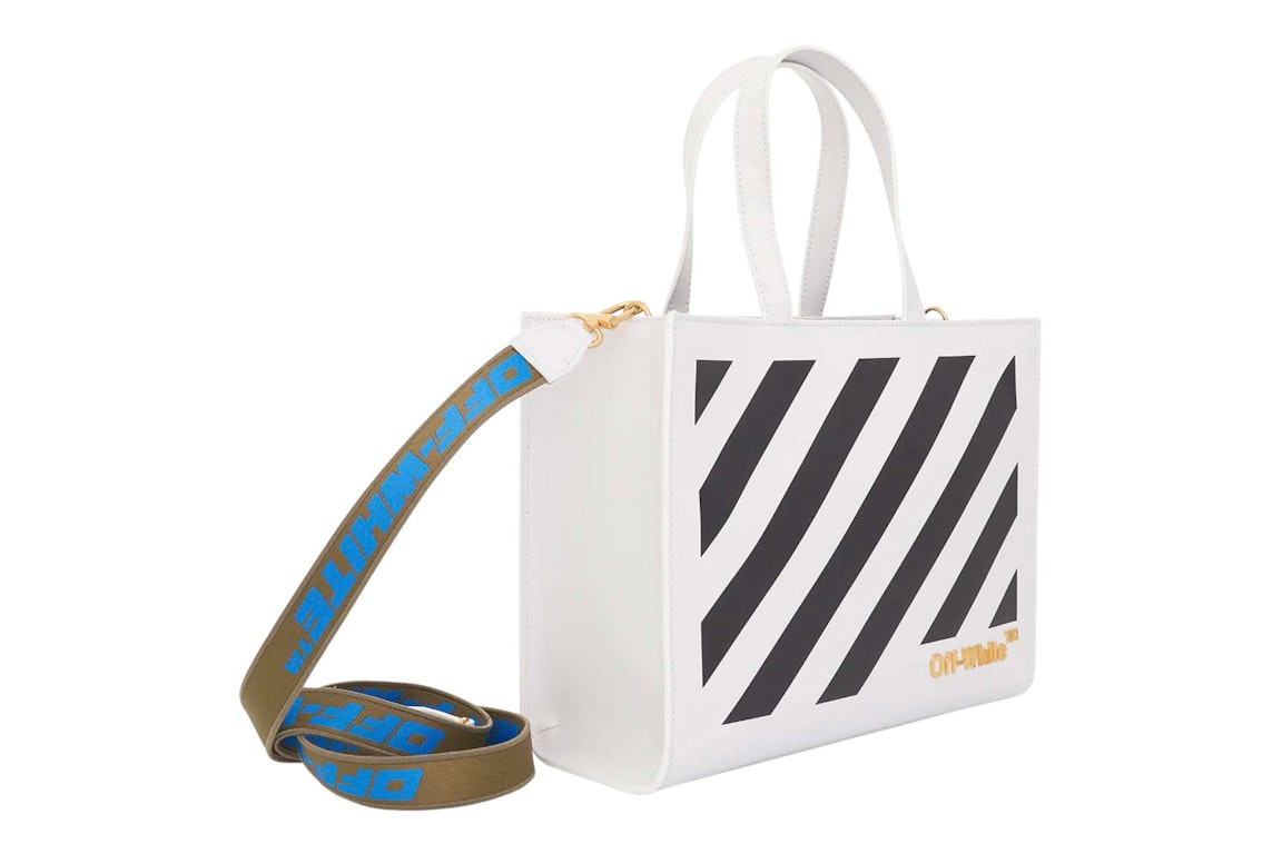 Pre-owned Off-white Diagonal Hybrid Shopper 28 Lettering Tote Bag White/black
