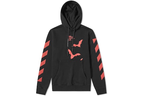 OFF-WHITE Diagonal Sleeve Bats Slim Fit Hoodie Black Red Men's