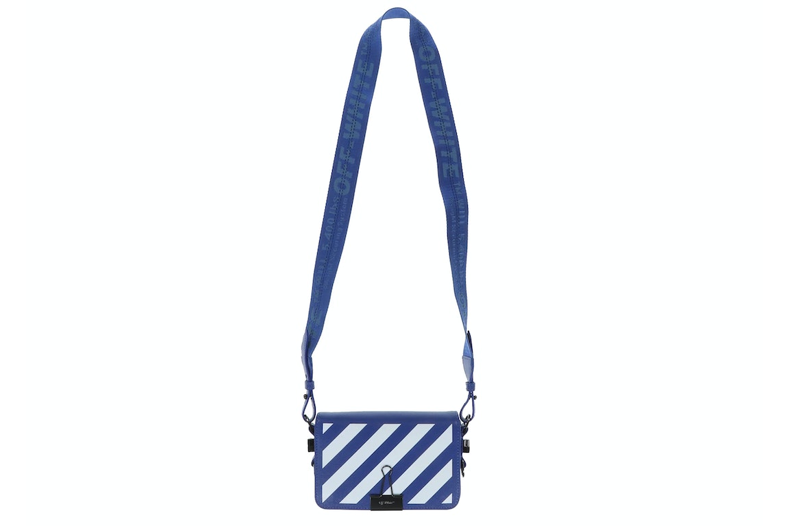 Pre-owned Off-white Diagonal Stripe Mini Flap Bag Blue/white