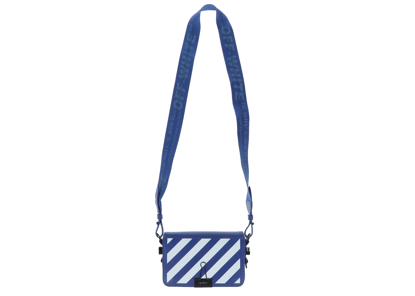 OFF-WHITE Diagonal Stripe Mini Flap Bag Blue/White