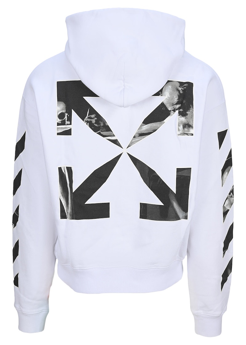 Off white basic style outlet stripe pullover hoodie black