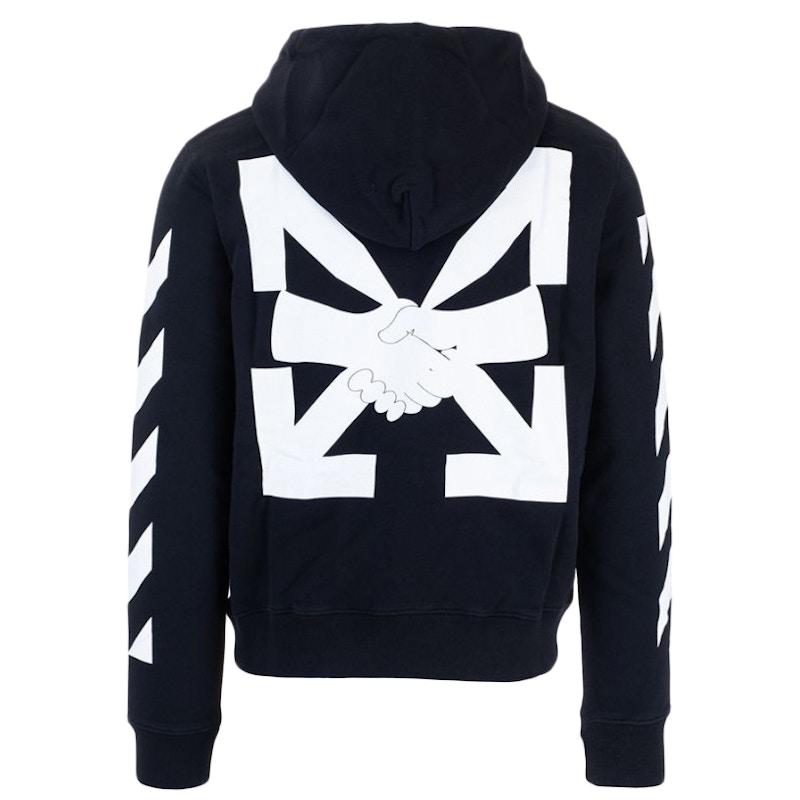 Off white basic style stripe pullover hoodie on sale black