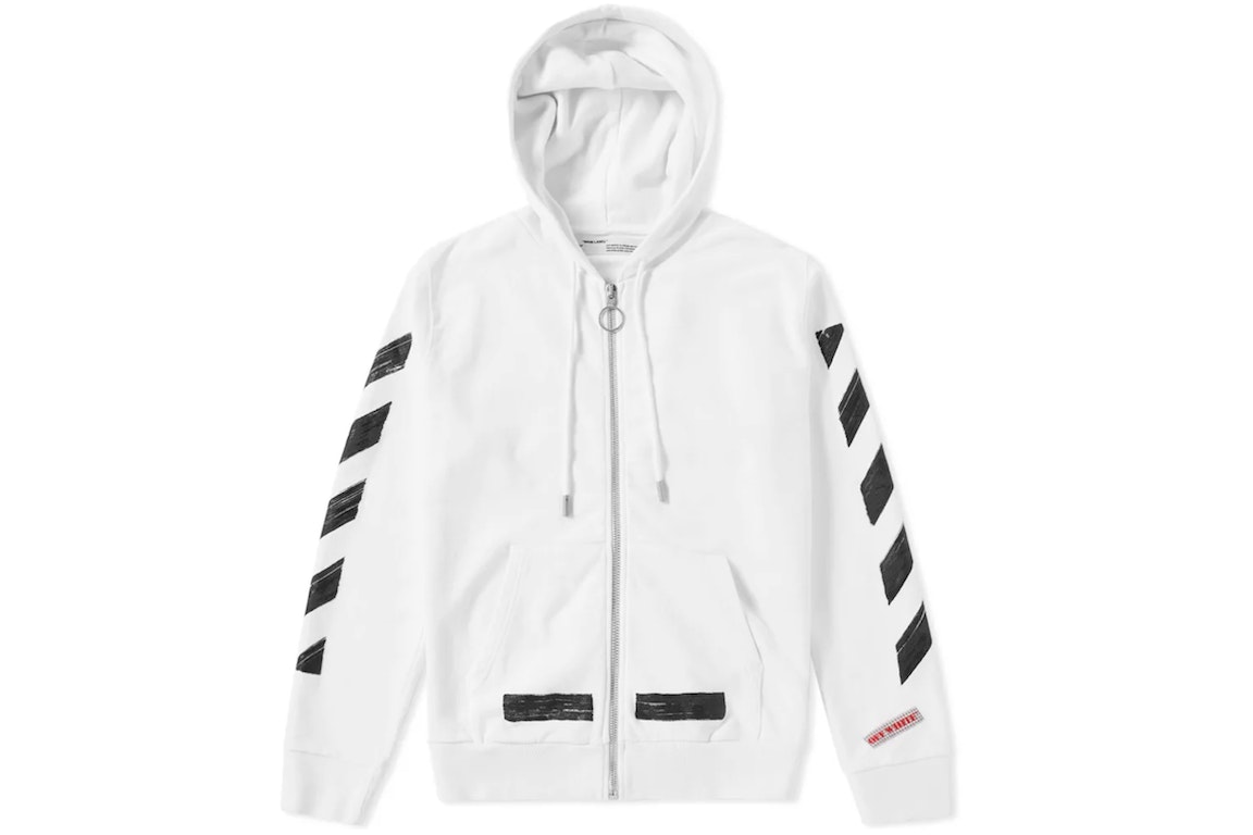 Pre-owned Off-white Diagonals Zip Hoodie White