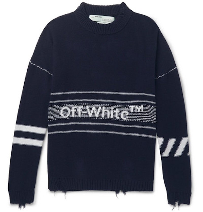 off white distressed sweater