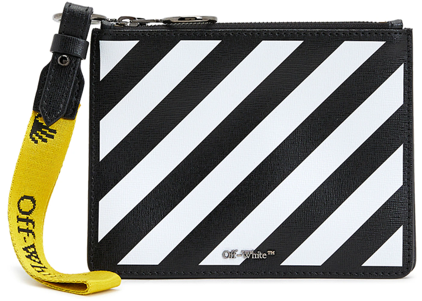 OFF-WHITE Double Flap FW20 Wristlet Black/White in Leather with Silver ...