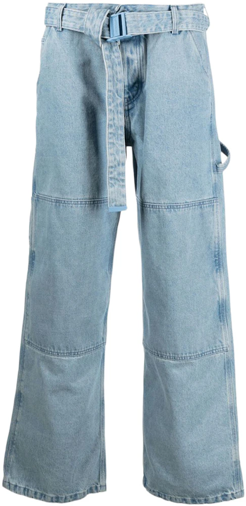 OFF-WHITE Double Over Belted Wide-Leg Denim Jeans Medium Blue Men's ...