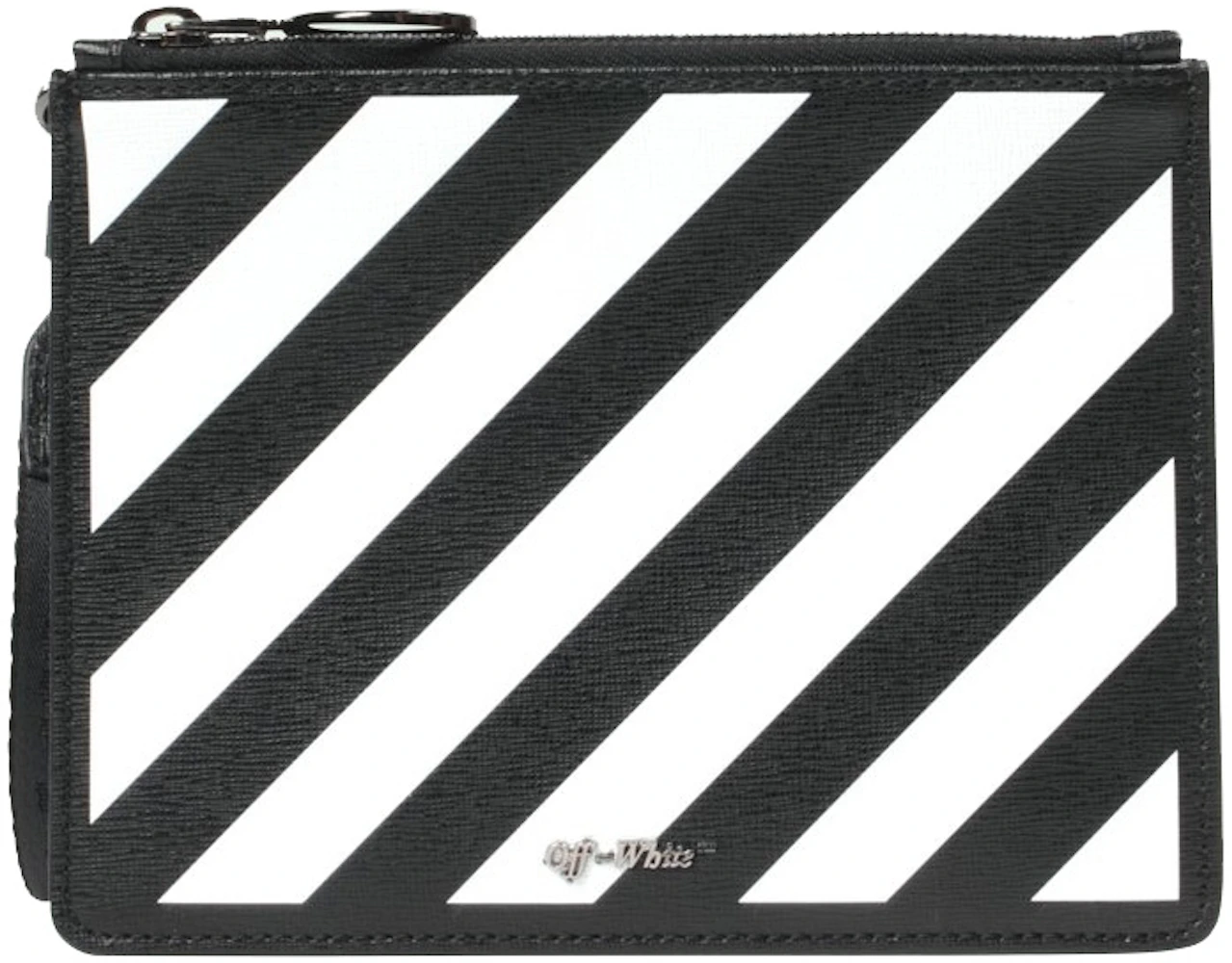 OFF-WHITE Double Pouch Diag Black White in Leather with Gunmetal - US