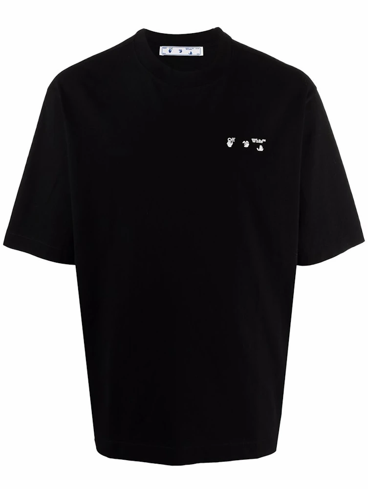 OFF-WHITE Drowning Man Logo Print Crew Neck Short Sleeve T-Shirt Black ...