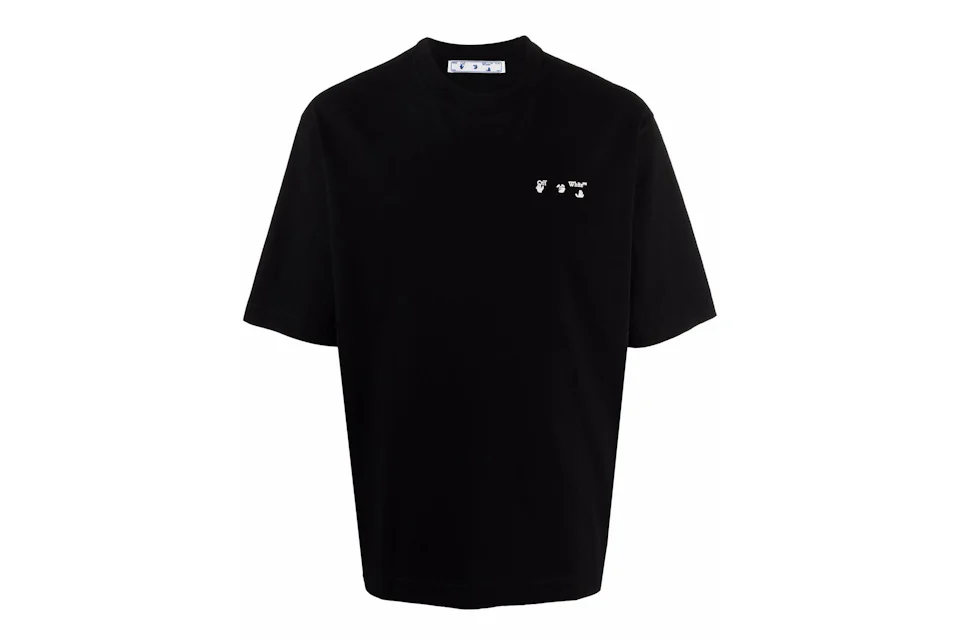 OFF-WHITE Drowning Man Logo Print Crew Neck Short Sleeve T-Shirt Black ...