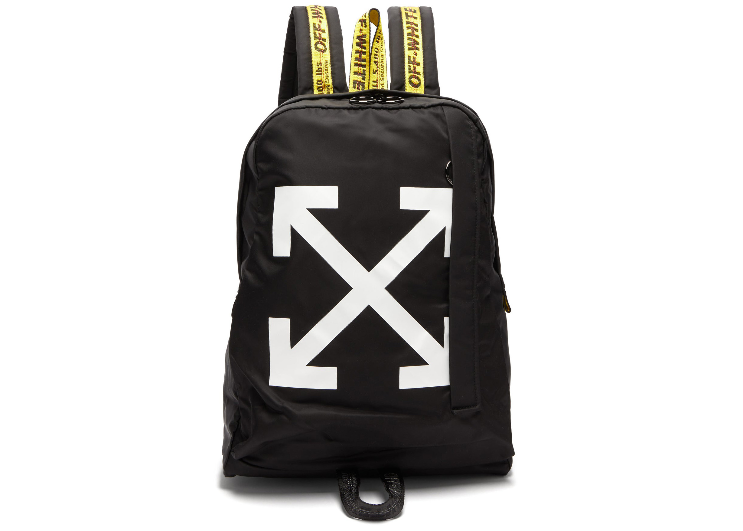 OFF-WHITE Easy Backpack Black White Yellow in Polymide with