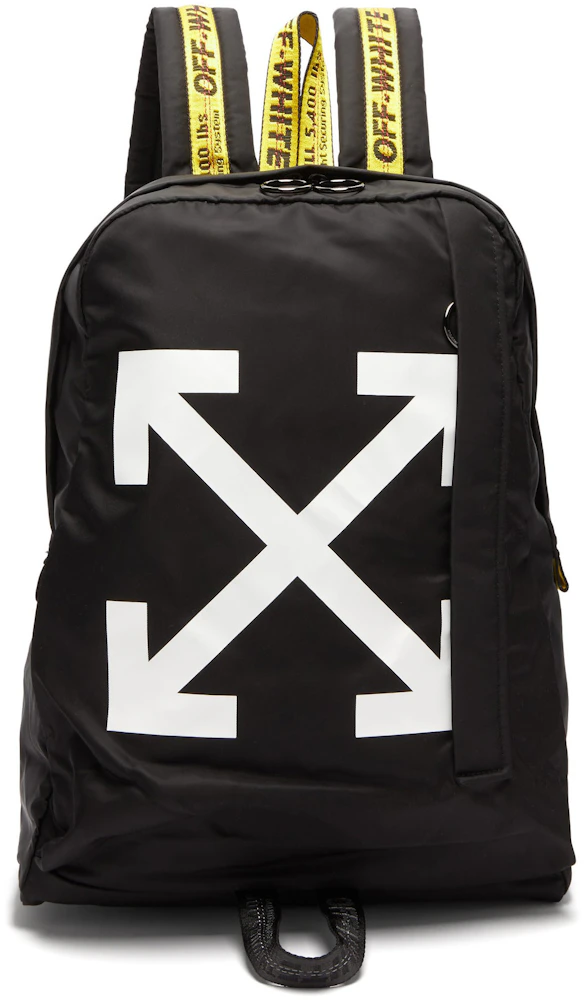 OFF-WHITE Easy Backpack Black White Yellow in Polymide with Gunmetal US