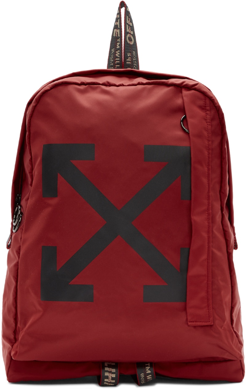 OFF WHITE Easy Backpack Red Black in Nylon with Gunmetal US