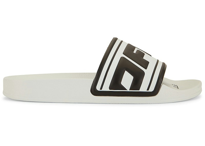 OFF-WHITE Embossed Logo Pool Slides White Black (Women's)