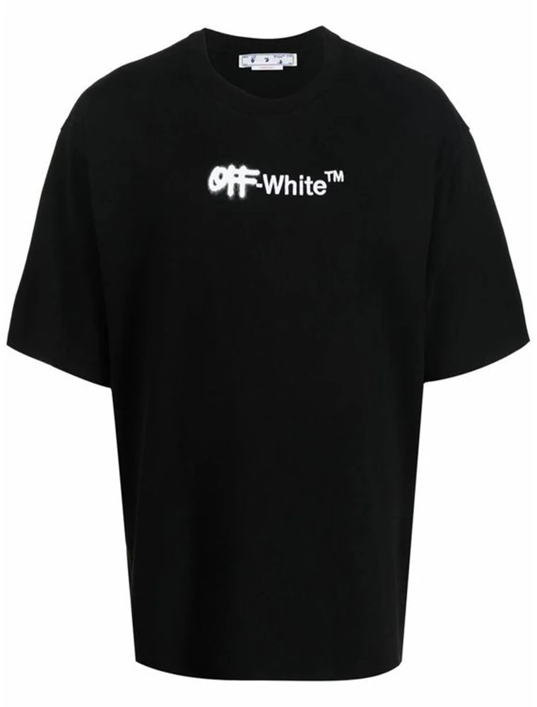 OFF-WHITE Embroidered Spray Helvetica Skate Tee Black/White Men's ...