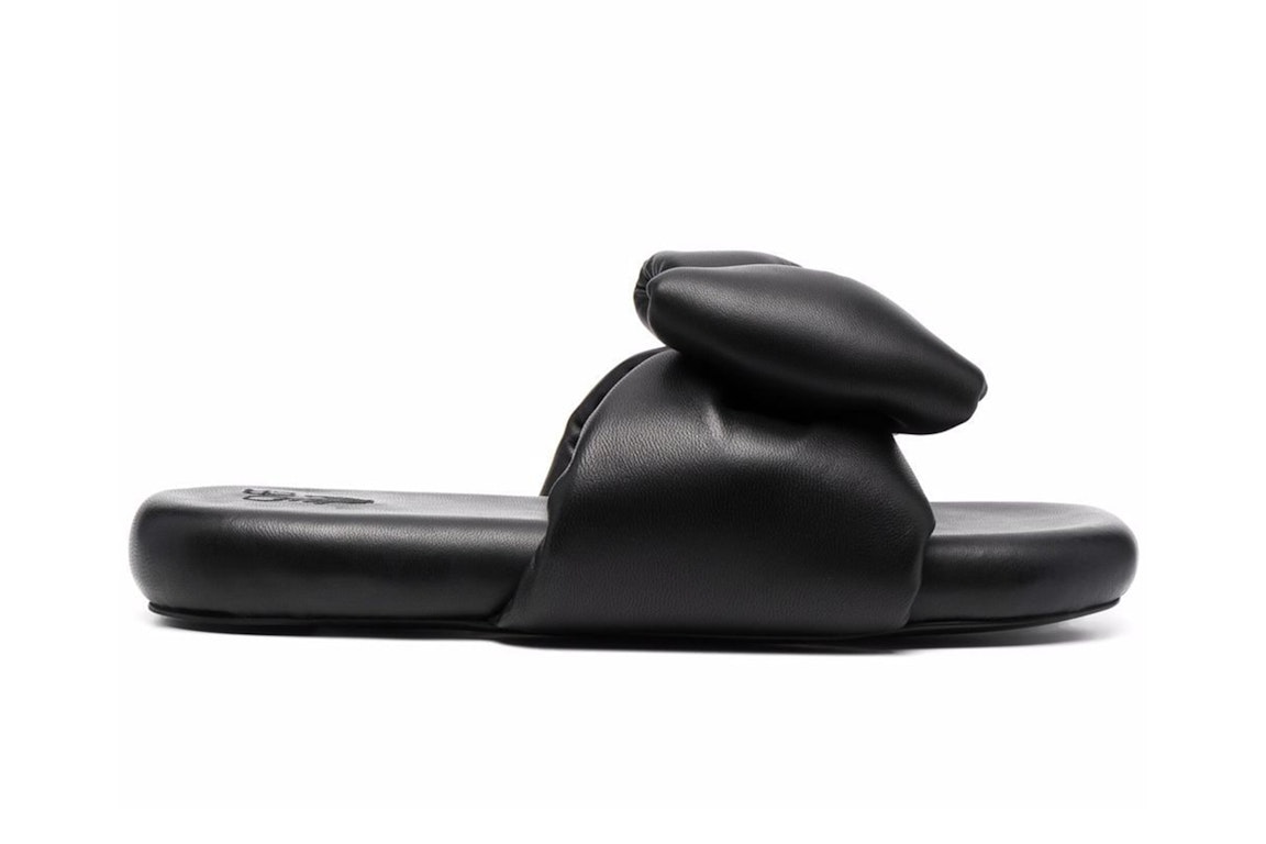 Pre-owned Off-white Extra Padded Bow Slide Black Black (women's) In Black/black